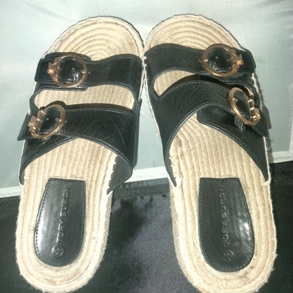 Tory Burch Shelby 2 ban espadrille slide sandals size 7 - Picture 3 of 11